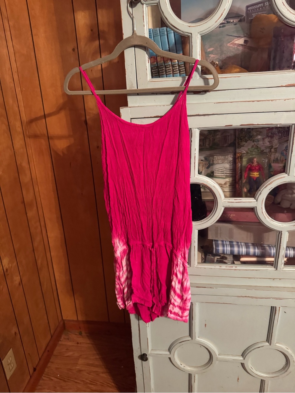Ladies Lucky Brand Hot Pink Tie-Dye Romper Size Large B18